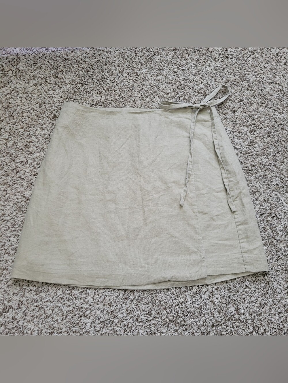 Gap Linen Wrap Mini Skirt Beige Khaki Tan Short Above The Knee Tie Waist Small